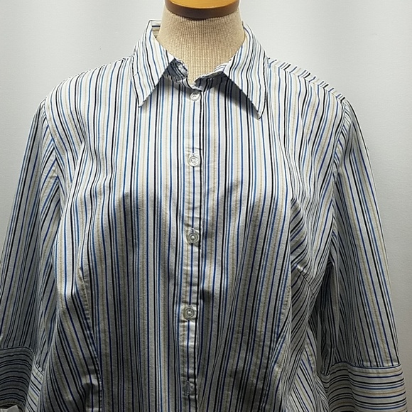 George Tops - George Blue White stripe Button Blouse 18w/20w George Tops - George Blue White stripe Button Blouse 18w/20w